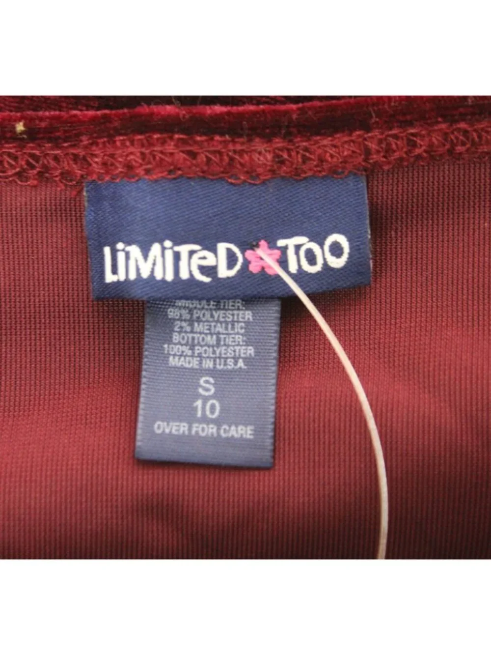 Y2K Limited too Shirt sz 12 Lace Ruffle Layer Stretch Velvet Christmas Holiday